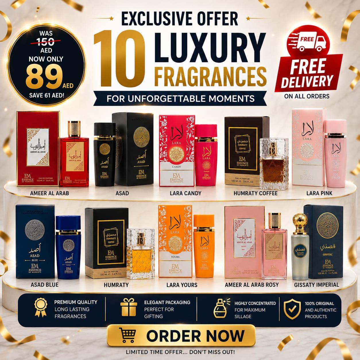10 Luxury Perfumes Set 100ml UAE Made